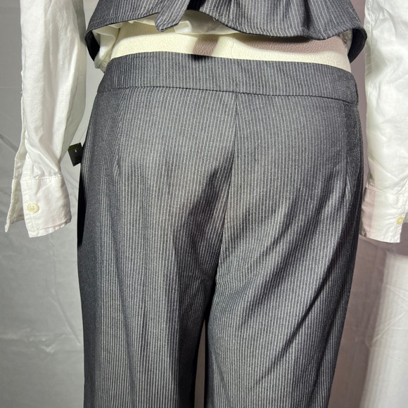 Y2K Nine West Waistcoat Pants Set Womens 4 Pinstripe Gray office siren NEW - Picture 12 of 16